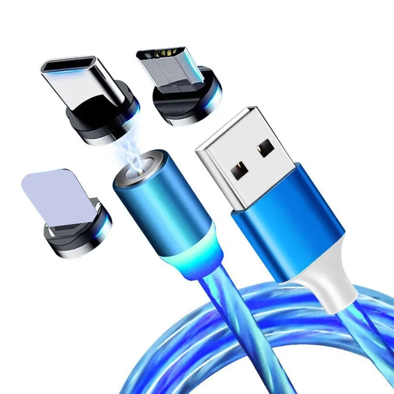 

Flow Luminous USB Type-C Cable 3A Fast Charging Data Cord For Samsung Xiaomi OPPO Huawei iPhone Charger Micro USB Wire LED Cable