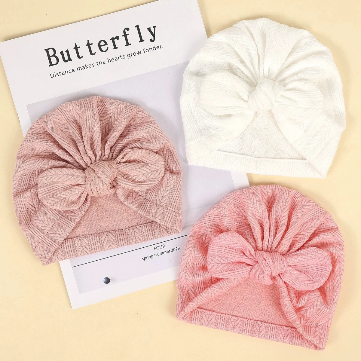 Topi Bayi Perempuan Motif Gand - Infant Beanie Hat With Ears ulasan dan harga