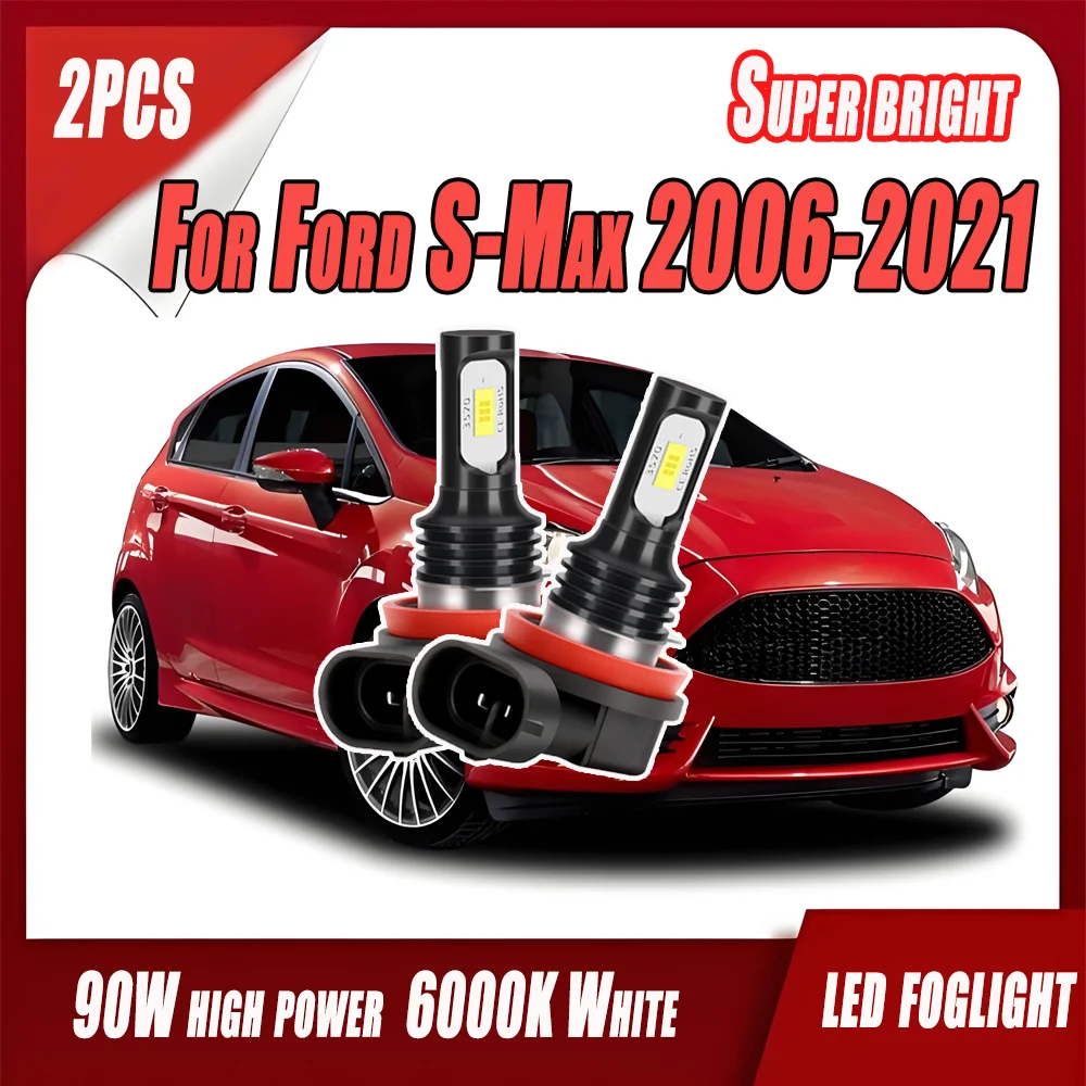 

2X Auto Fog Lamp H8 H9 H11 20000LM LED Fog Bulb Car Light Super Bright 6000K White For Ford S-Max 2006-2021 2007 2008 2009 2010
