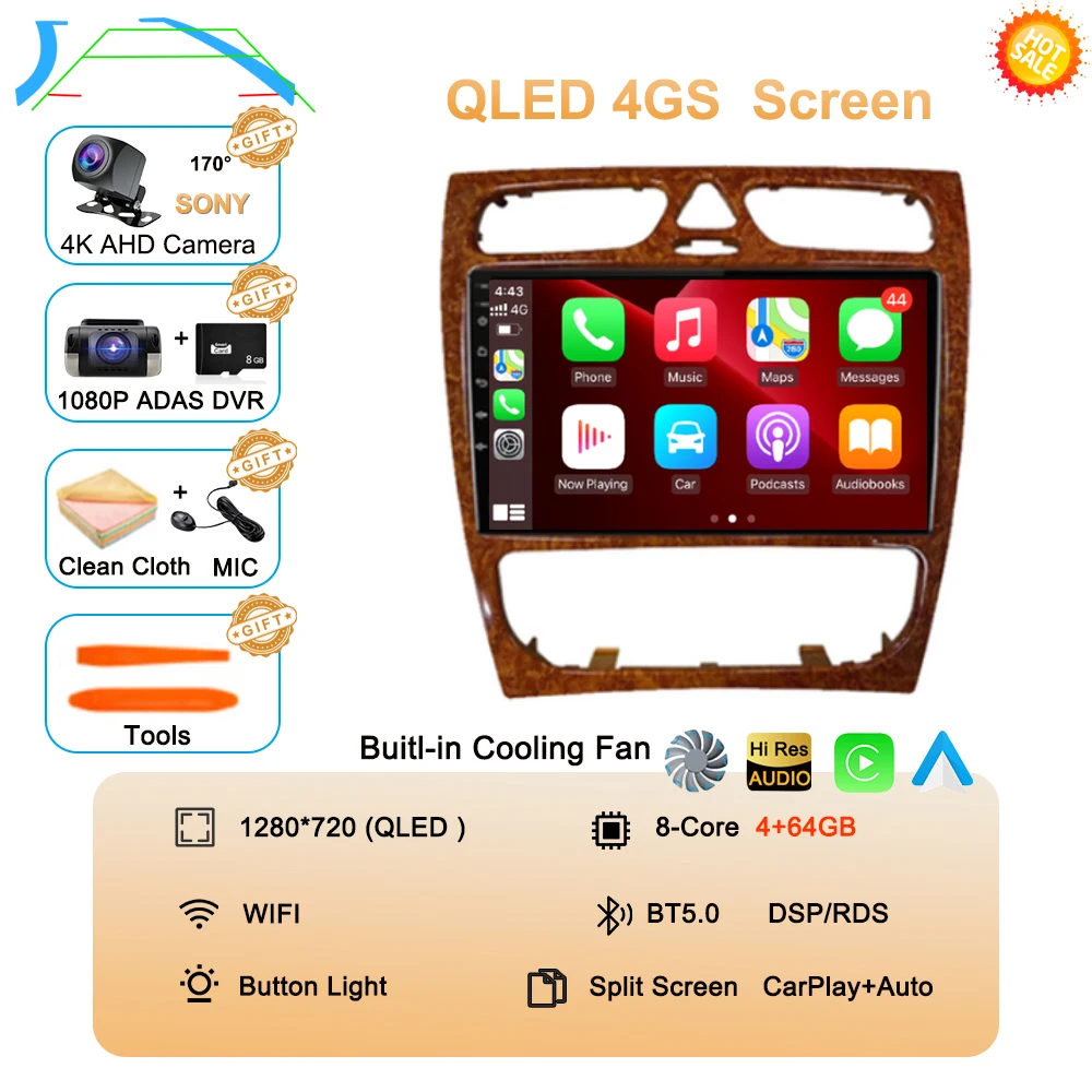 Android 16 autoradio multimediasysteem voor Mercedes Benz W203 Vito W639 Vaneo CLK W209 W210 CarPlay navigatie GPS 4G BT