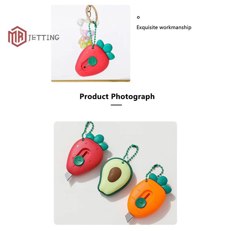 1/3 قطعة لطيف المحمولة البسيطة الأفوكادو الفراولة الجزرة الفن سكّين متعدّد الاستخدامات اكسبرس صندوق سكين الة قطع الورق أدوات التغليف الحرفية #6