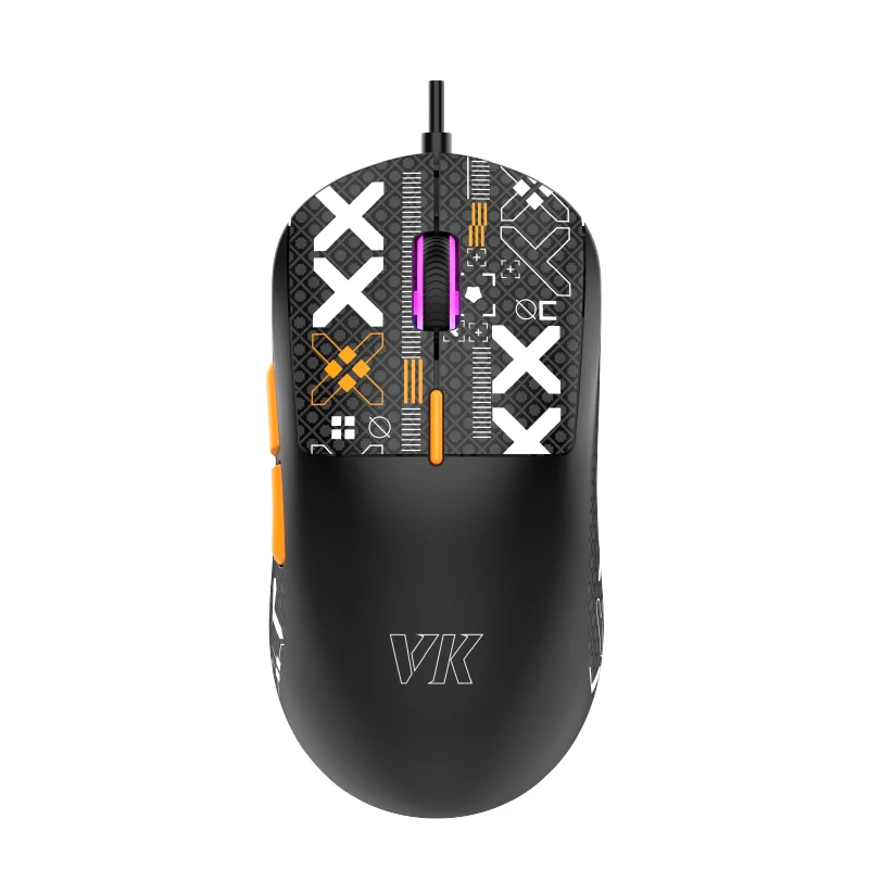 VM1S USB Wired Gaming Mouse 65g Lightweight Symmetrical Mice With Anti‑Slip Sticker RGB Light 6‑Level DPI Adjust For PC Laptop G