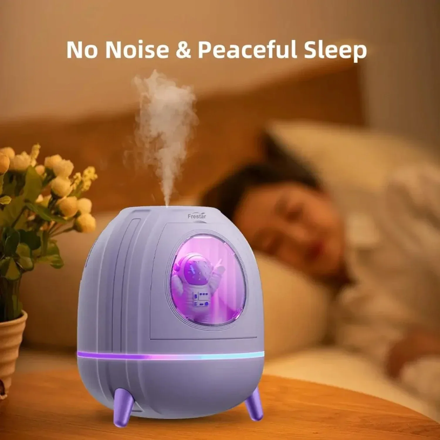 Elegant and stylish portable humidifier for a comfortable and healthy indoor environment. Whisper-quiet operation and adjustable