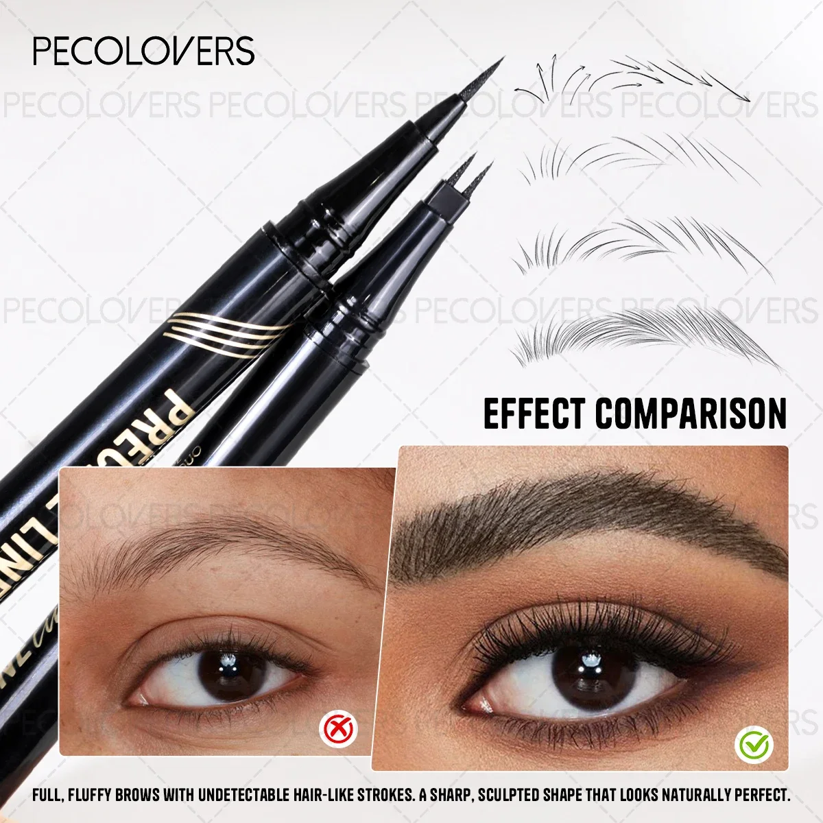 2 شوك قلم الحواجب السائل فائق النعومة الحاجب الوشم محسن مقاوم للماء دائم رمش طبيعي كحل القلم ماكياج التجميل