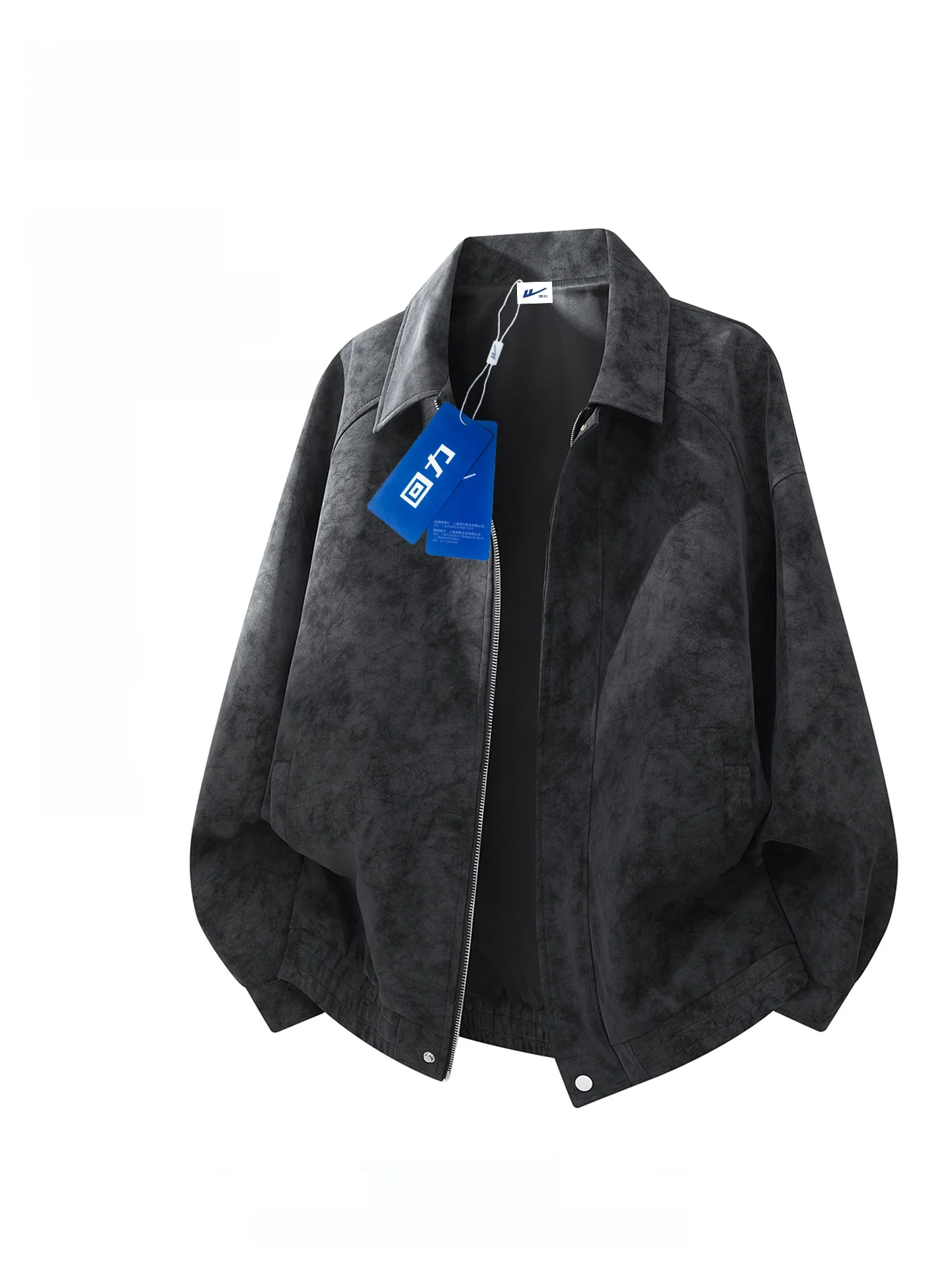 

Мужская верхняя одежда свободного покроя с воротником-стойкой в американском стиле ретро, повседневная одежда из полиэфирного волокна, длинная застежка-молния