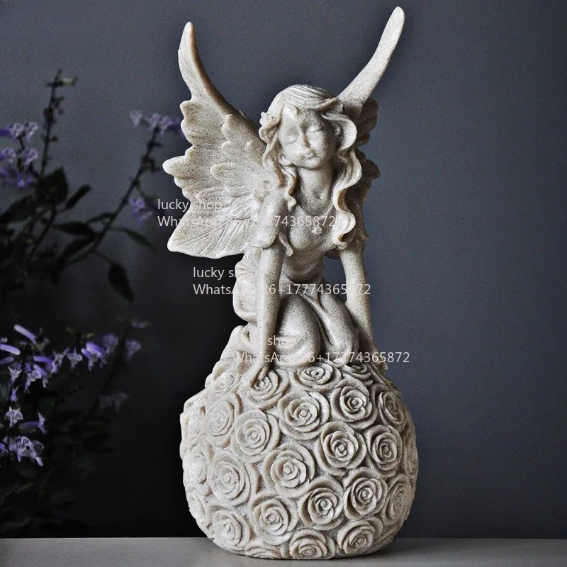 

Декоративные украшения с цветочным ангелом, креативные статуи, поделки, мебель для дома в европейской сельской местности, подарки