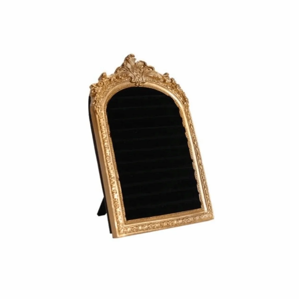 

Vintage Jewelry Storage Shelf Display Cabinet Large Capacity Velvet Earring Ring Shelves Home Decoration Wear-resistant