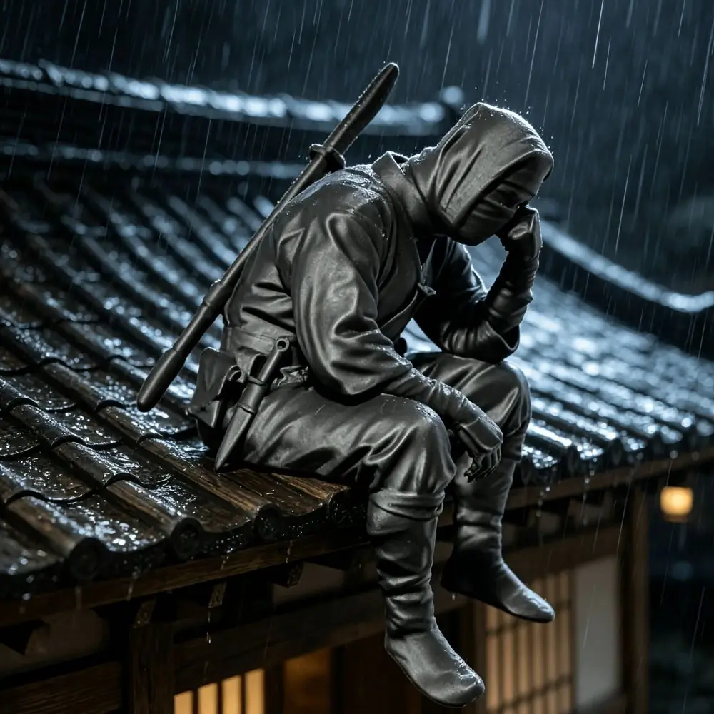 Collection 3D Printed Ninja Figurine Japanese Style Decoration Seated Warrior Sculpture Funny Samurai Statue Gift