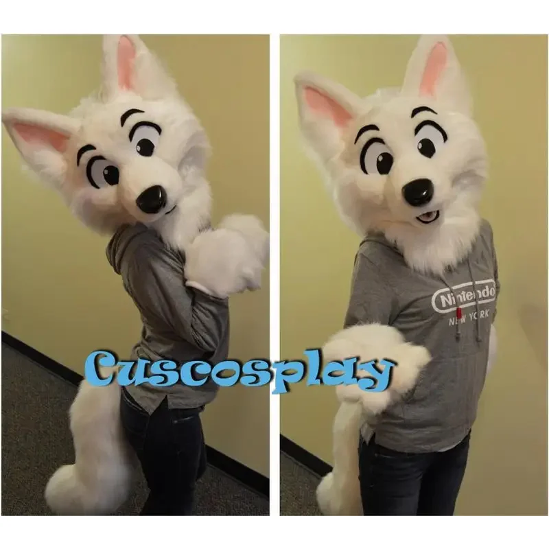 

Husky Fursuit Head Tail Gloves Suit Mascot Costume Plush Adult Size Cartoon Fancy Dress Costume For Halloween Party Event