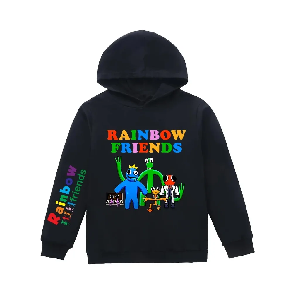 Game Rainbow Friends Hoodies Kids Pullover Cotton Hood Sweatshirt Boys Girls Anime Tops Kawaii Outwear Sudadera Children Clothes