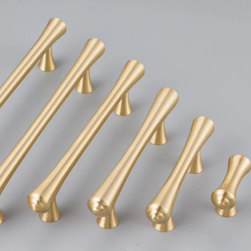 Brass Furniture Handles Nordic Modern Minimalist Door Pulls Wardrobe Bedroom Wine Cabinet Shoe Box Drawer Kitchen Closet Knobs