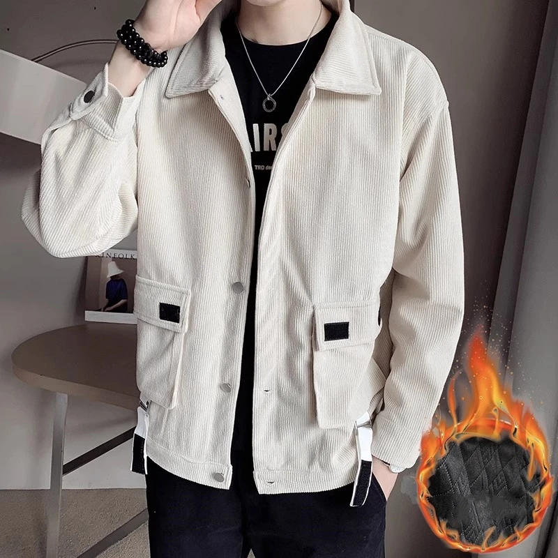 

2025 Spring Thick Jackets Men Cotton Padded Coats Male Warm Corduroy Jackets Original Brands Jacket Y2K Solid Color Outwear