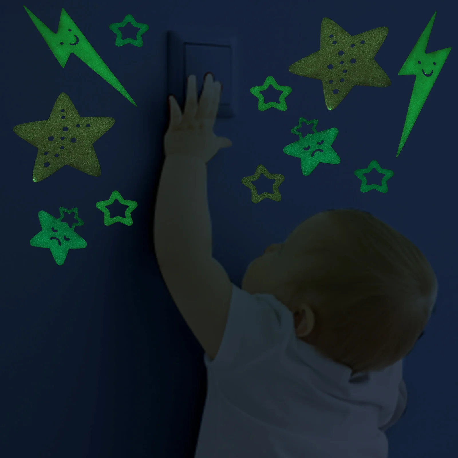 

Glowing Pentagram Stickers Luminous Star Shape Wall Decals Plastic Safe Adhesive for Children's Room Nursery Study Glowing