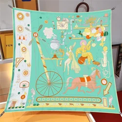 90CM 유럽 야생 캐리지 풍선 90cm 능 직물 장식 실크 스카프 에어컨 목도리 대형 스퀘어 스카프 가슴 랩 스카프