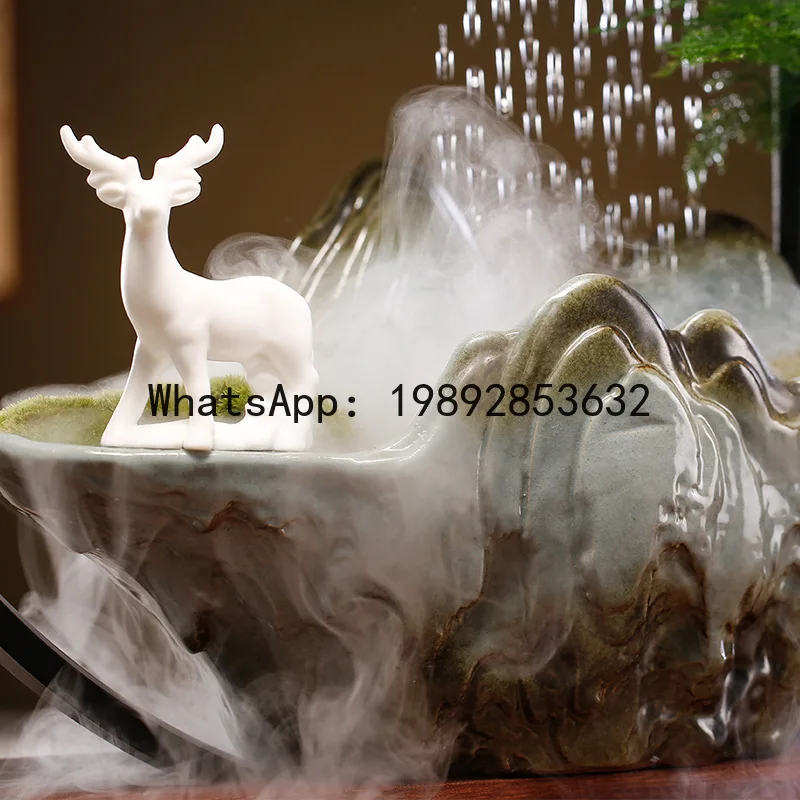 X4-1 flowing water opens rockery humidifier new Chinese fountain rain curtain rain curtain lucky creative ornament