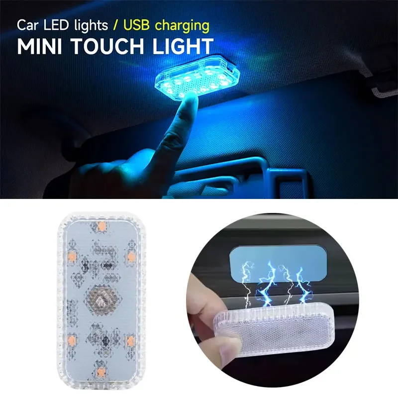 1pcs Wireless Car Interior Lights with Touch Control LED Ceiling Door Foot Trunk Lighting USB Rechargeable Ambient Auto Lights