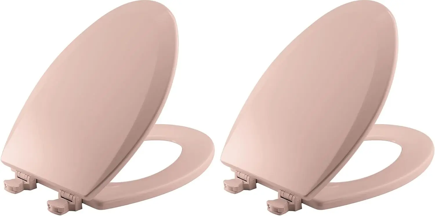 

2-Pack Elongated Toilet Seat in Venetian Pink, Durable and Easy to Install for Modern Bathrooms