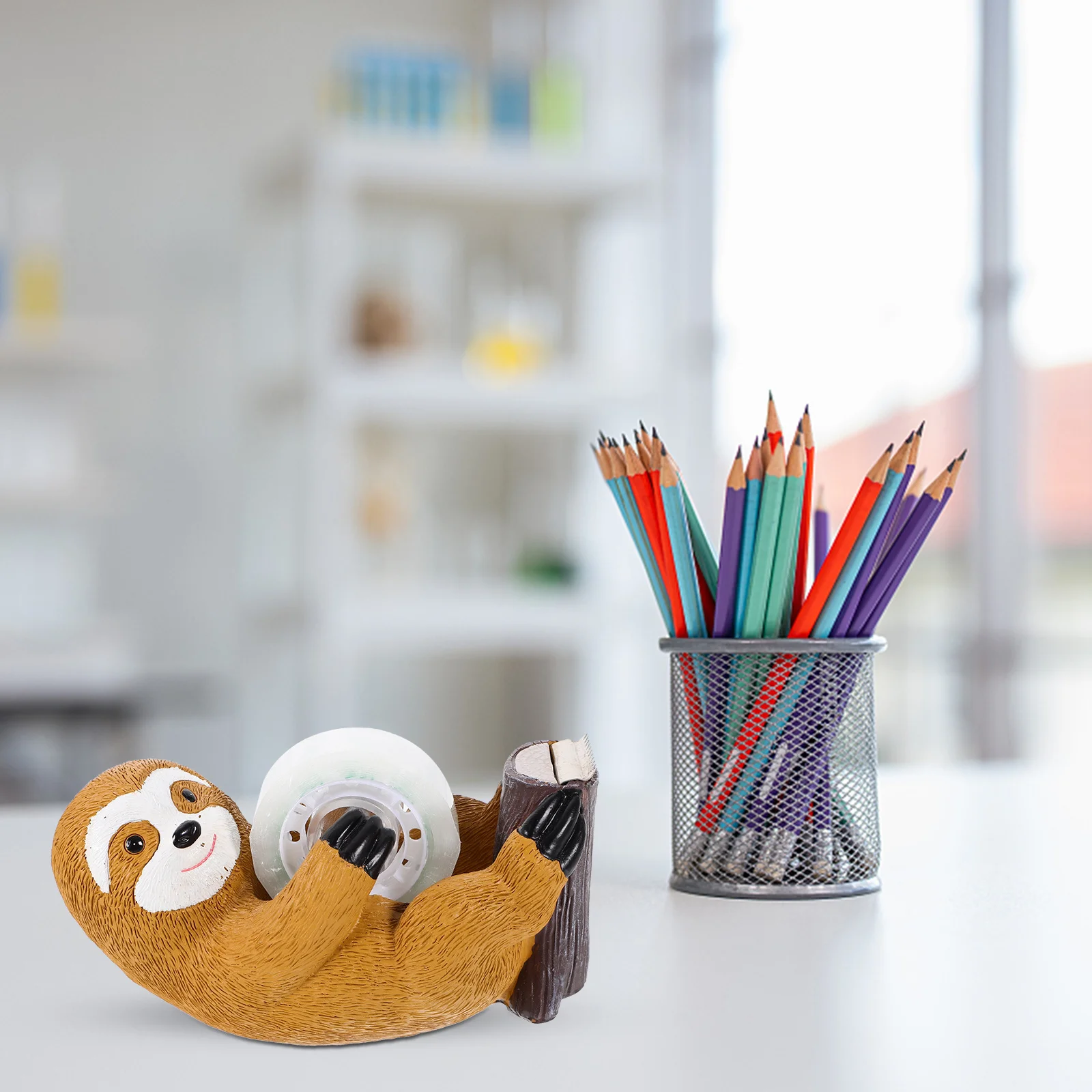 

Cartoon Animal Tape Dispenser Resin Sloth Modeling Tabletop Tape Cutter For Office Home School Small Heavy Duty Holder
