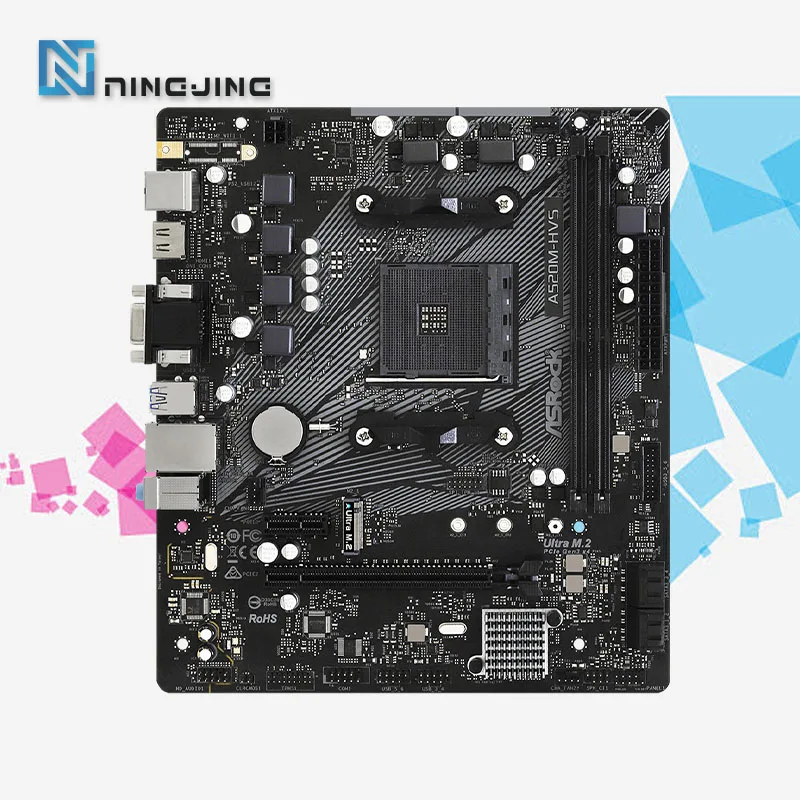 ASROCK A520M-HVS Micro ATX AMD A520 DDR4 M.2 USB3.2 STAT 3.0 SSD/New/64G Best support R9 desktop CPU Socket AM4 Motherboard