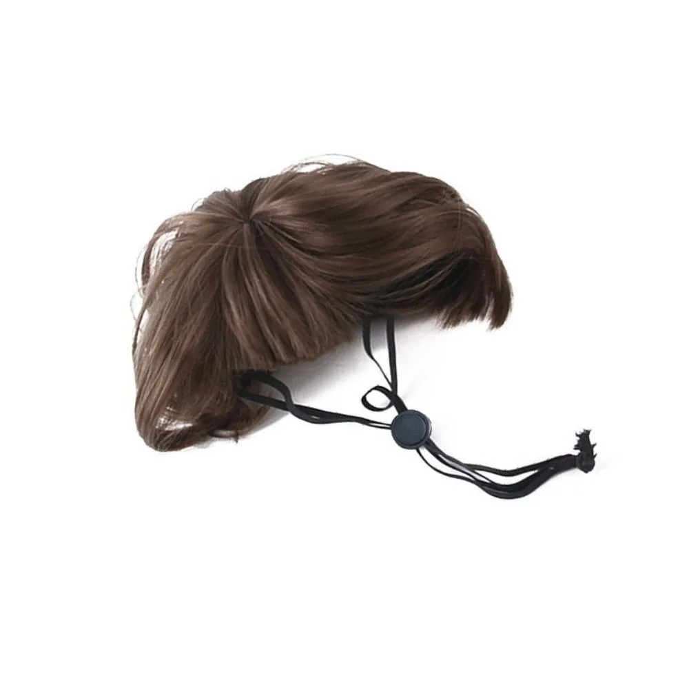 Adjustable Fit Pet Bob Wig with Bangs Reusable Kitty Wavy Hair Dressing Up Cosplay Cat Fake Hair Halloween Celebration