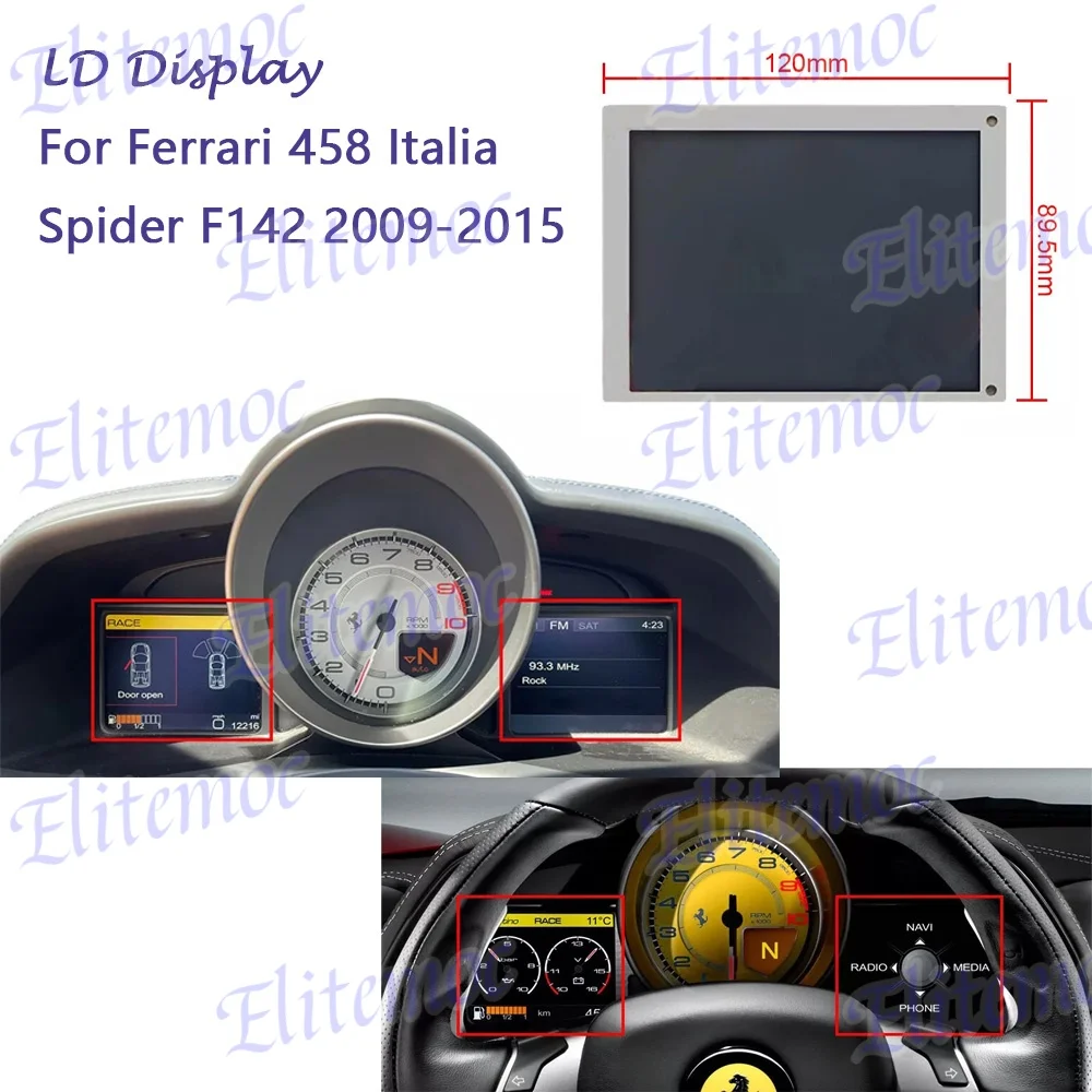 

5" LCD Display For Ferrari 458 Italia Spider F142 2009-2015 Instrument Cluster Dashboard Screen Replacement