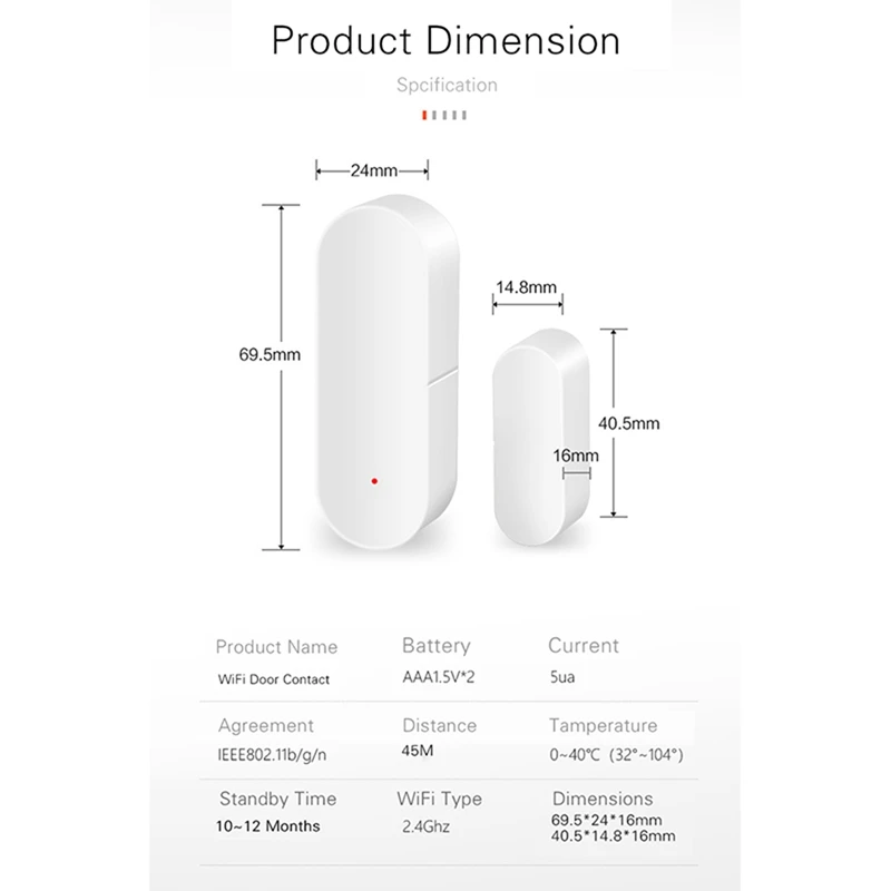 2x Tuya Slimme Wifi Deur Sensor Deur Open/Gesloten Detectoren Compatibel Met Alexa Google Home Ifttt Tuya App