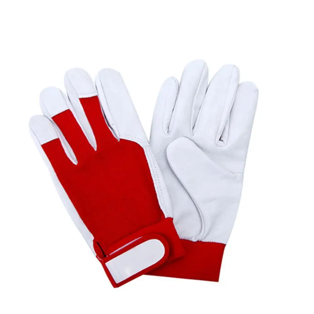 1pair Mechanic Work Glove Leather Welding Coat Heavy Industrial Glove Red White Heavy Sports Protective Gloves Sport Glove