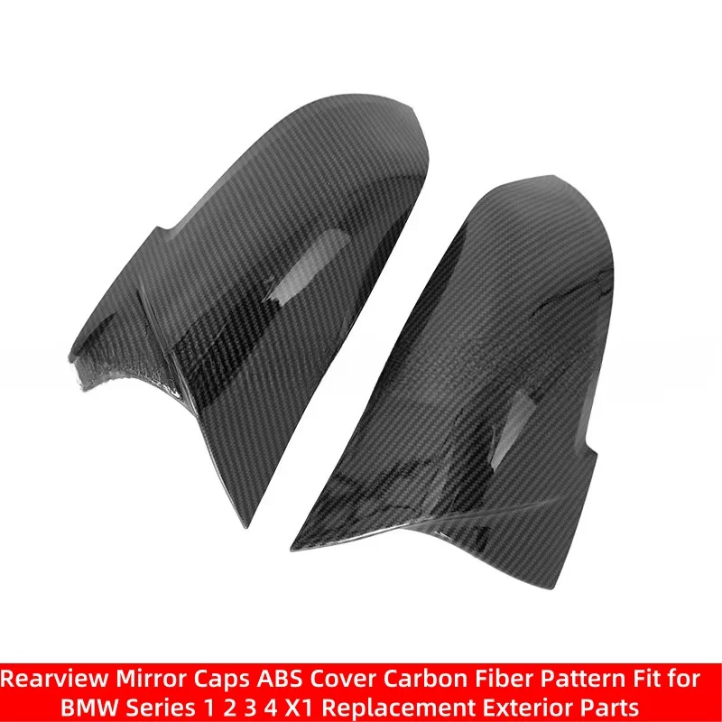 1 Pair Side Rearview Mirror Caps ABS Cover Carbon Fiber Pattern Fit for BMW Series 1 2 3 4 X1 Replacement Exterior Parts