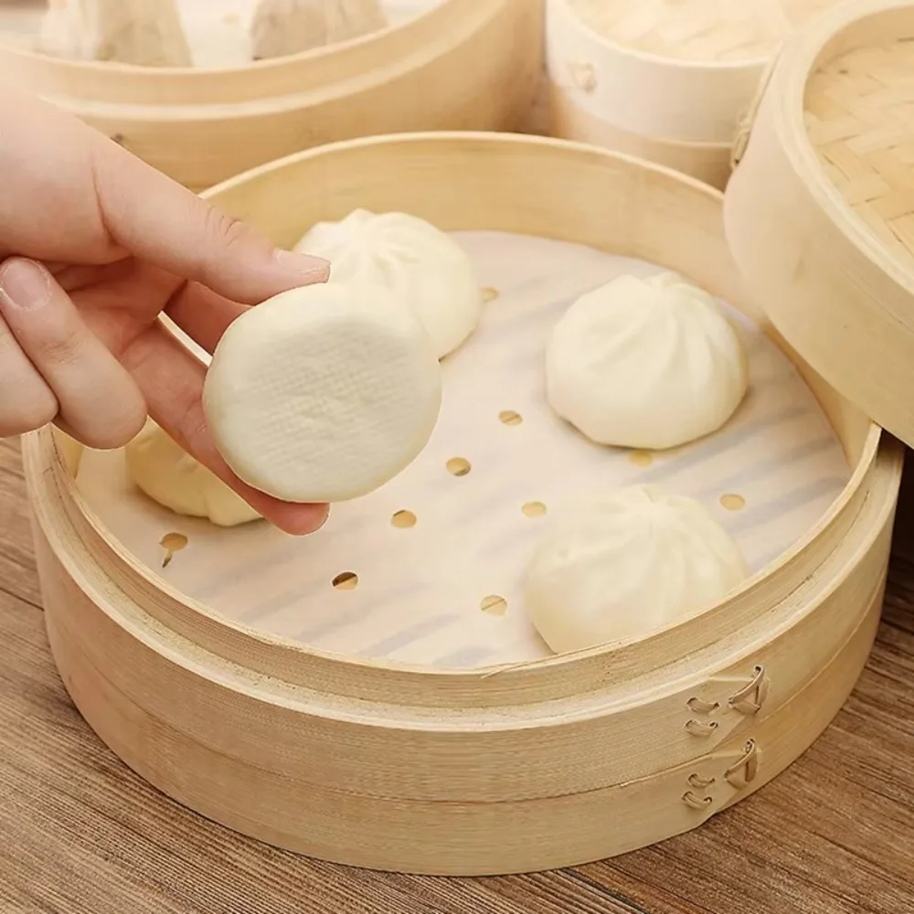 50Pcs Durable 4/6/8/10in Bamboo Steamer Papers Cookware Eco-friendly Dim Sum Paper Restaurant Oil Paper Kitchen Accessories