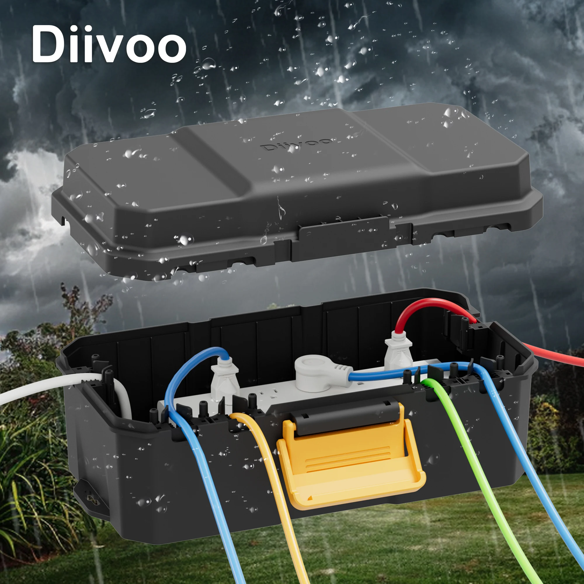 Diivoo Waterproof Electrical Box Outside Cable Connection Socket Enclosure for Timers Extension Leads Holiday Garden Lawn