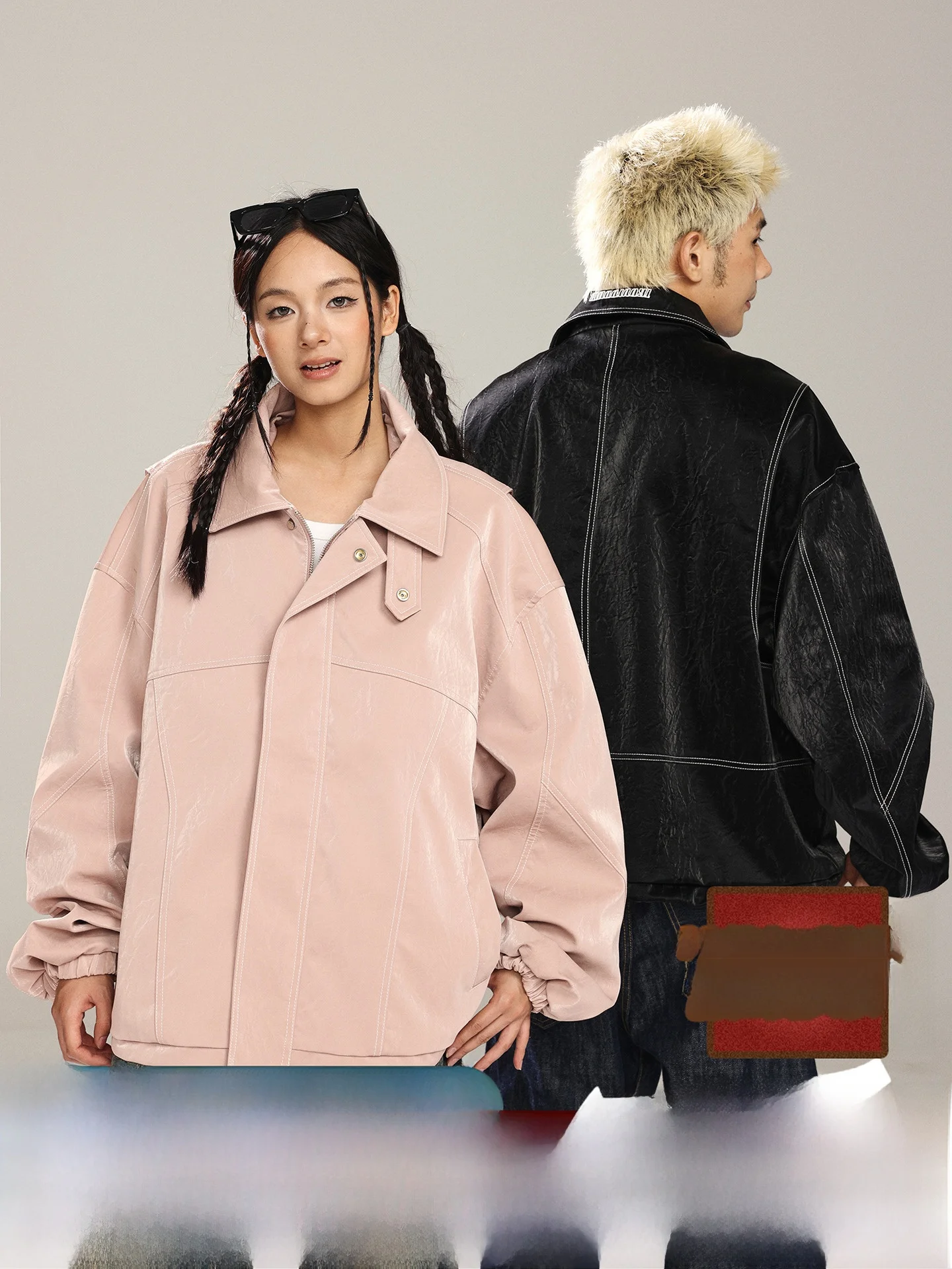 

Открытый кардиган из искусственной кожи American Sle, мужская свободная повседневная верхняя одежда на весну и осень, молодежный модный бренд