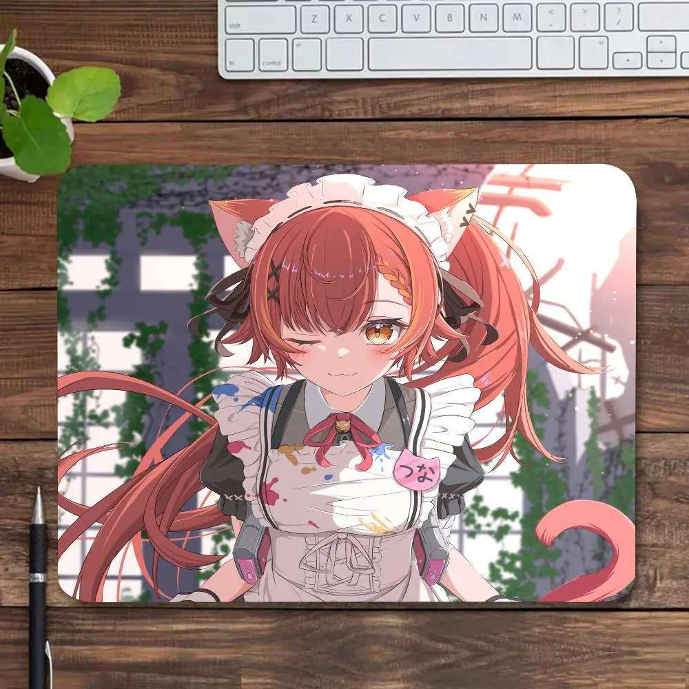 Anime Girl VTuber VSPO Nekota Tsuna Mousepad Small LockEdge Mouse Pad For Gamers Computer Desk Pad Rectangular Anti-slip Rubber