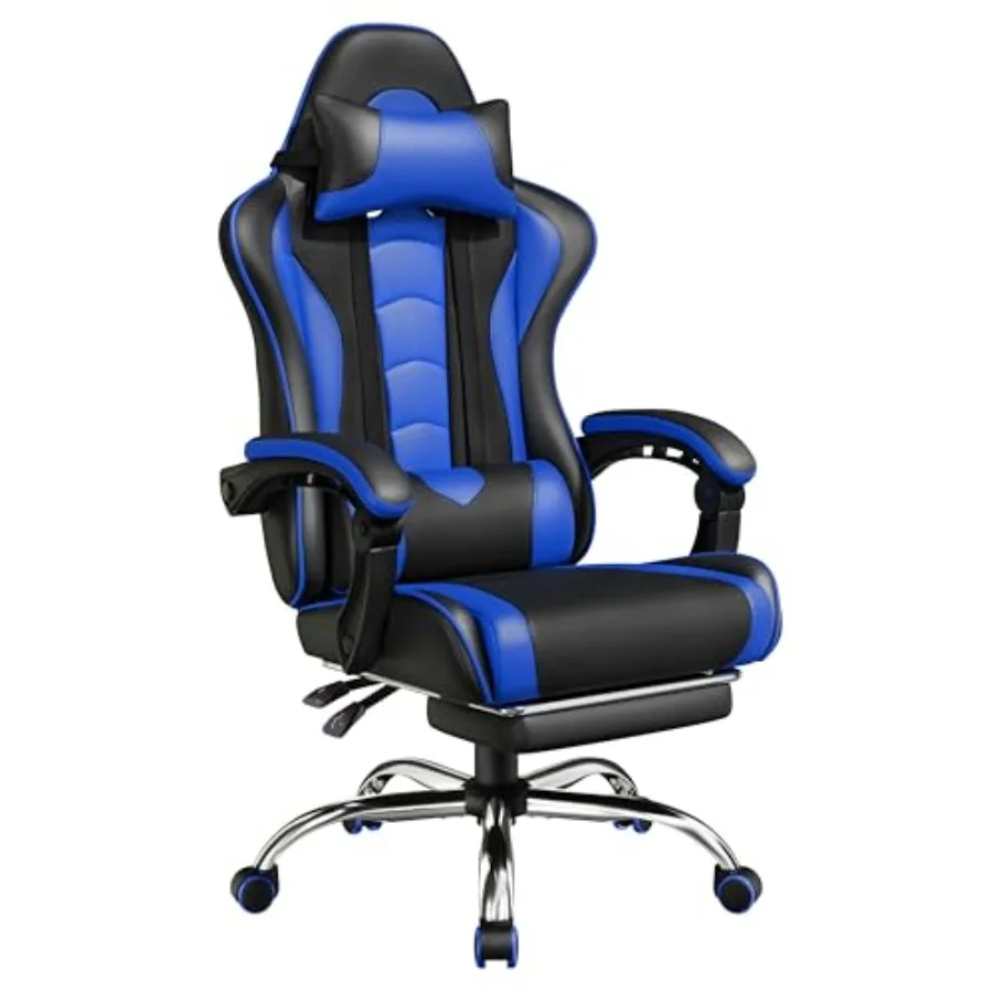 Gaming Chair Video Game Chair with Massage Lumbar Support and Footrest Height Adjustable Ergonomic Computer Chair with Swivel S