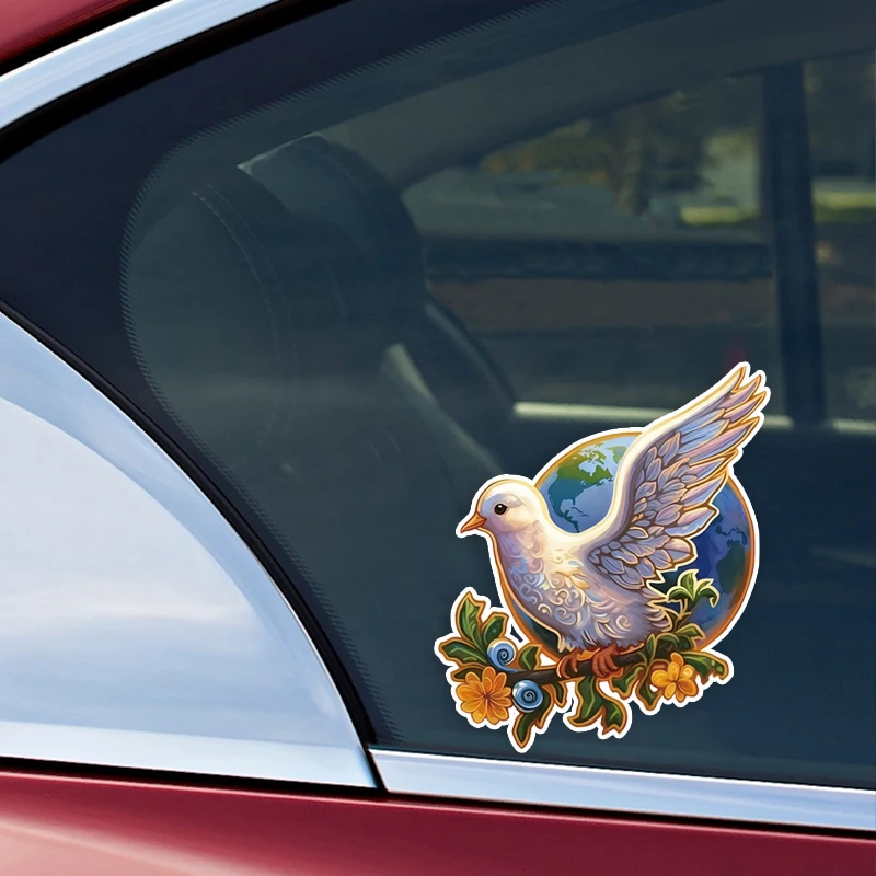 Bring Peace to Your Life Adorable Dove Holding An Olive Branch Vinyl Car Sticker for All Surfaces!