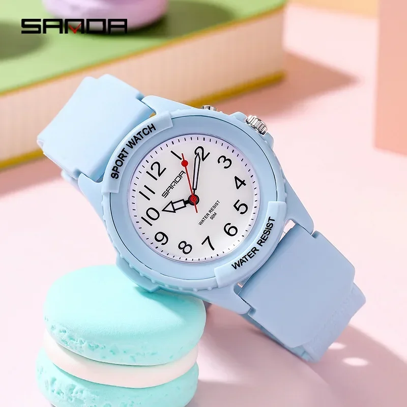 Sanda homens e mulheres casual sports watch, automático, borracha, quartzo, à prova de choque, para o exterior, casal, novos modelos, 2024