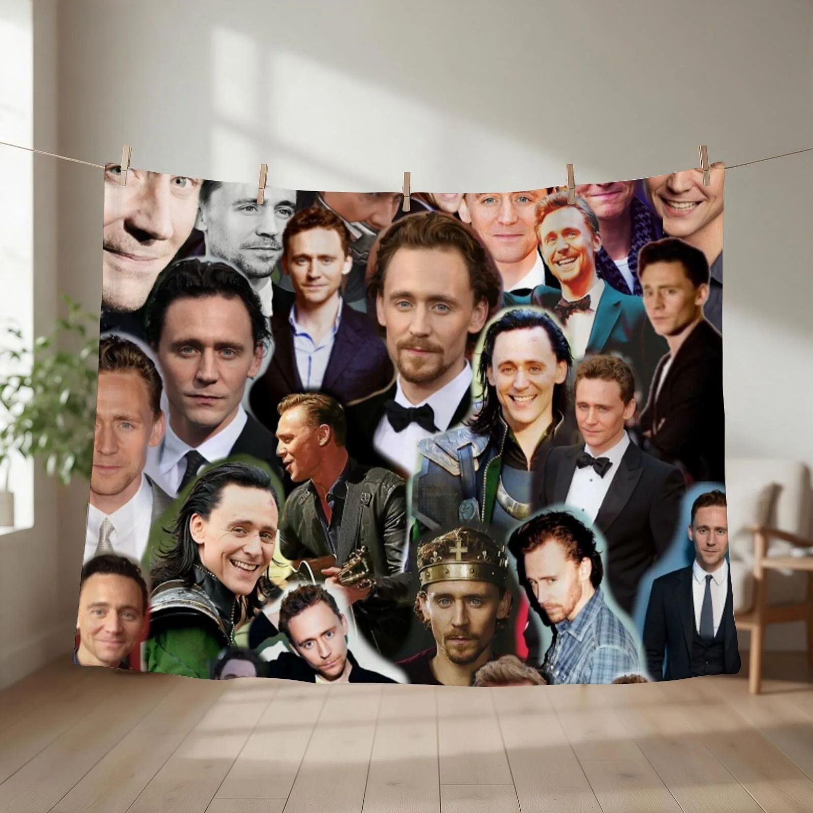 Tom Hiddleston Photo Collage Throw Blanket couch cozy soft plush fuzzy picnic outdoor blanket