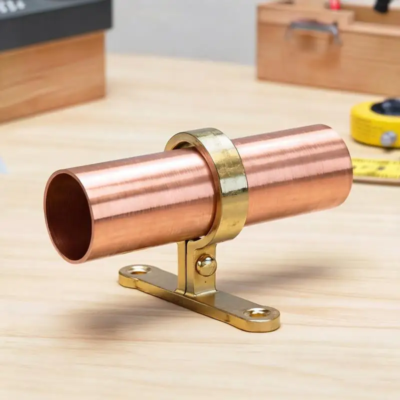 Brass Pipe Clamp With Base Wall Mount Durable Water Pipe Holding Bracket for School Public Area Plumbing Repairs