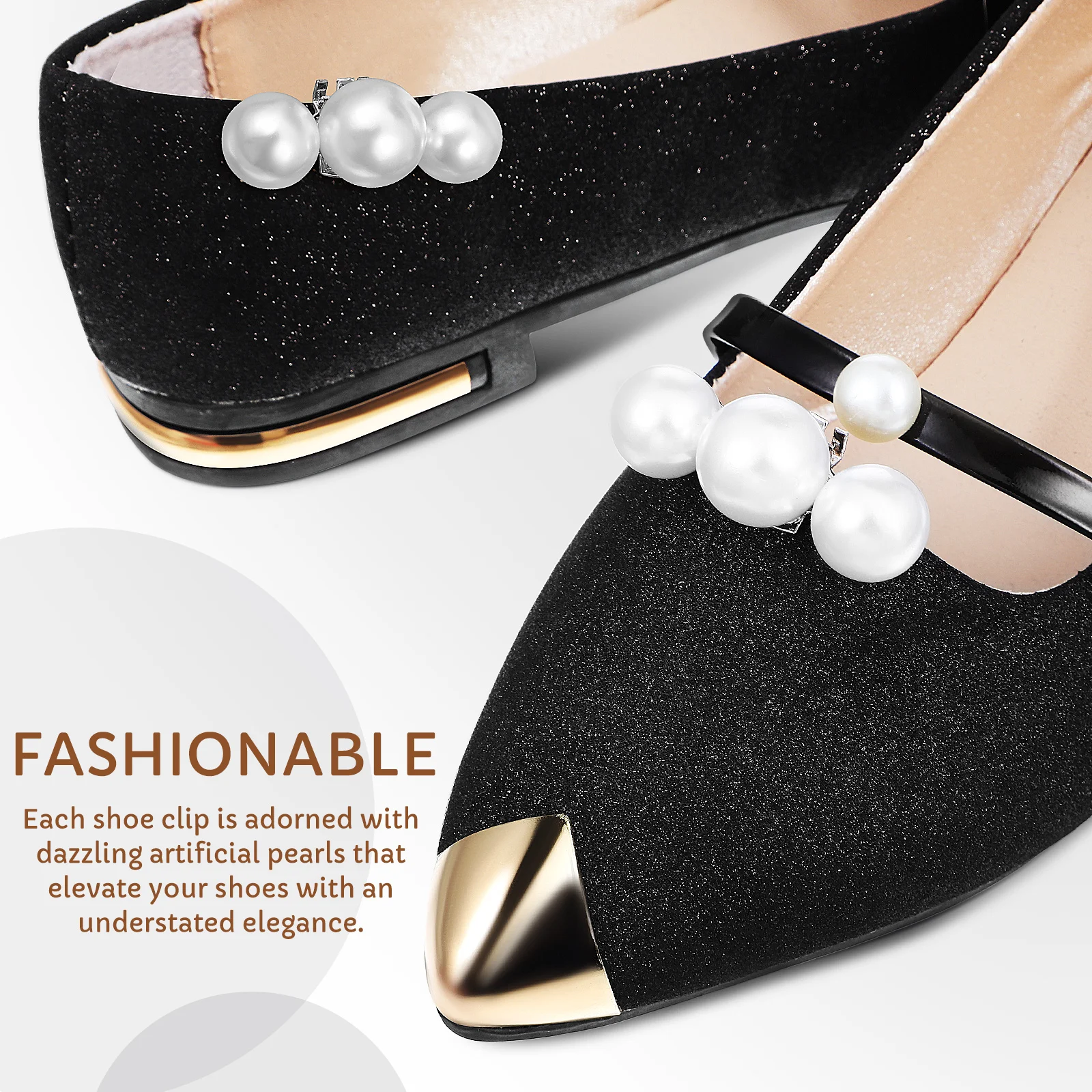 

2pcs Clips For High Heels Imitation Pearl Decorative Charms Wedding Party Flats Sandals Decorations Secure Fit Shoe Clip Elegant