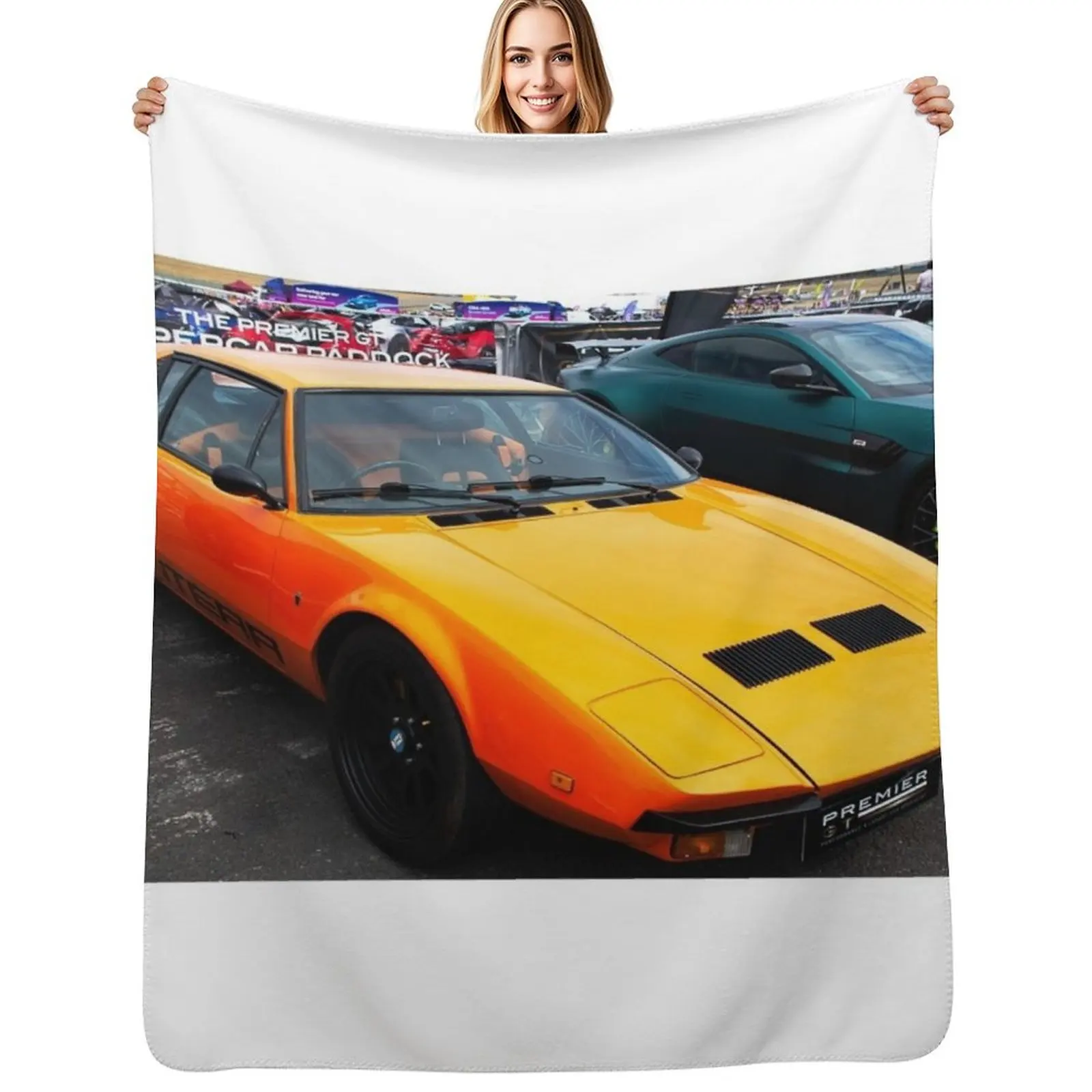 

Classic De Tomaso Pantera in Orange Throw Blanket Tourist Bed linens Flannels Camping Blankets