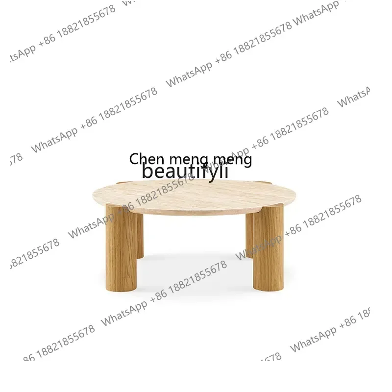 

ss1001 Marble, solid wood coffee table round living room