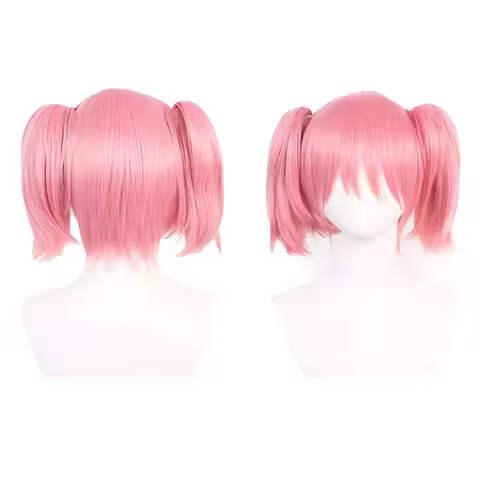 The 10-Inch Cosplay Composite Lolita Wig With Double Ponytails By Madoka Magica Is Suitable For Anime And Game Role-Playing