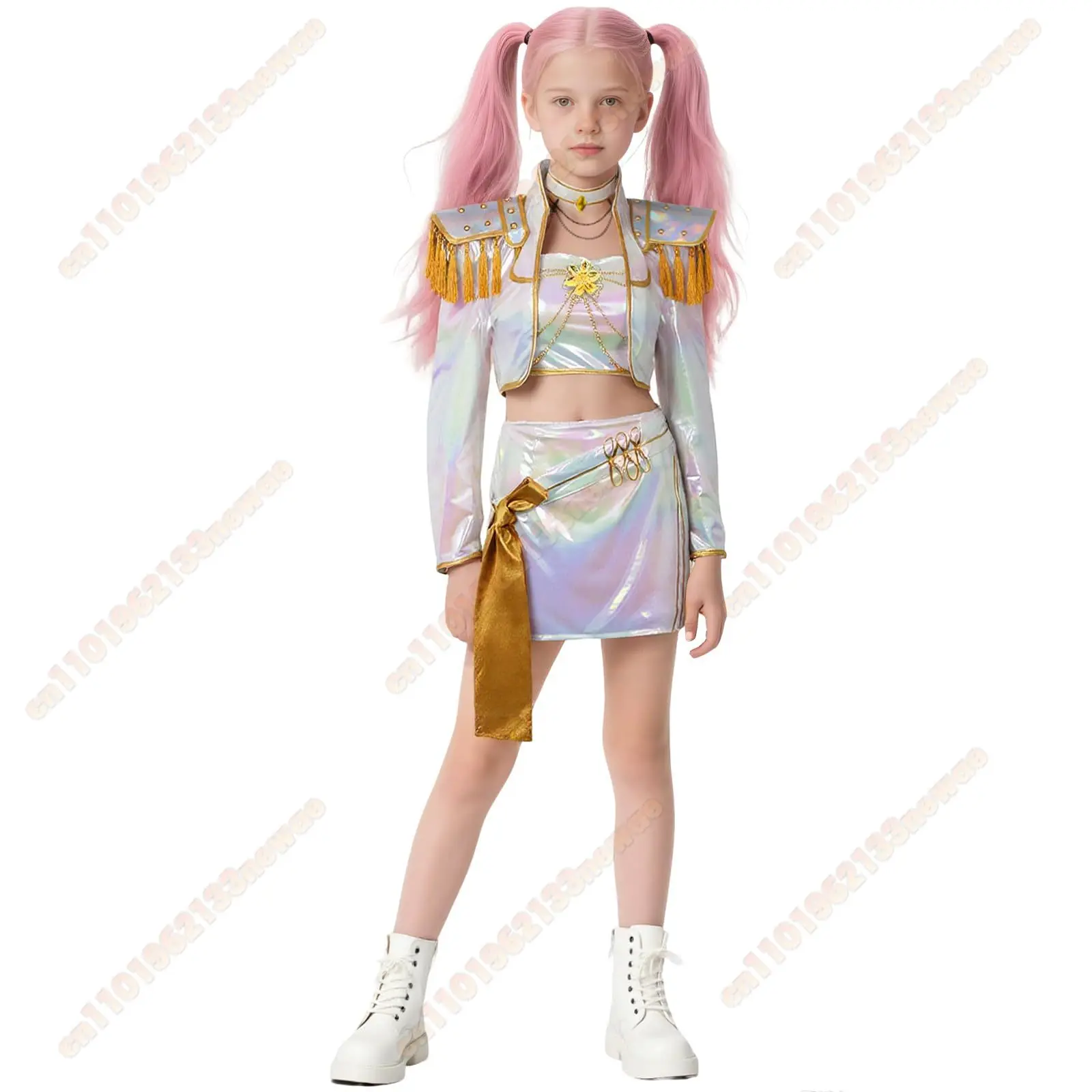 Huntrix Rumi Mira Zoey Cosplay Costume Wig Stage Uniform Top Skirt KPOP Superstar Demon Hunters Kids Women Set Halloween