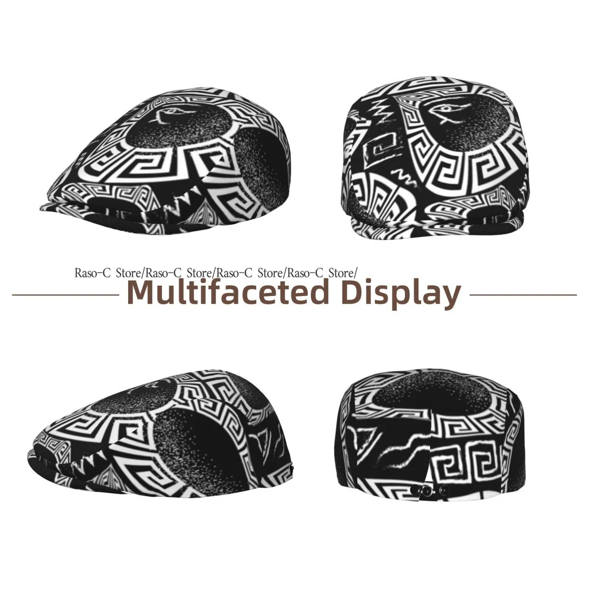 Spring Summer Adult Flat Cap Greek Geometric Unisex Newsboy Ivy Cap Light Thin Forward Beret Outdoor Hat