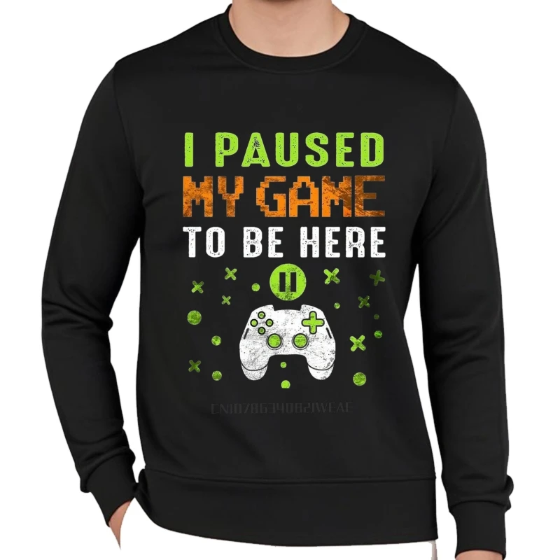 Preto outono para ele moletom com capuz eu pause meu jogo para ser aqui treino macio cor sólida em torno do pescoço pulôver clássico hoodies