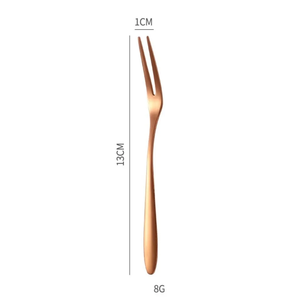 Party Supplies Stainless Steel Fruit Fork Tableware Two-tine Small Toothpick Food Picks Long Handle Cake Fork Food Tools