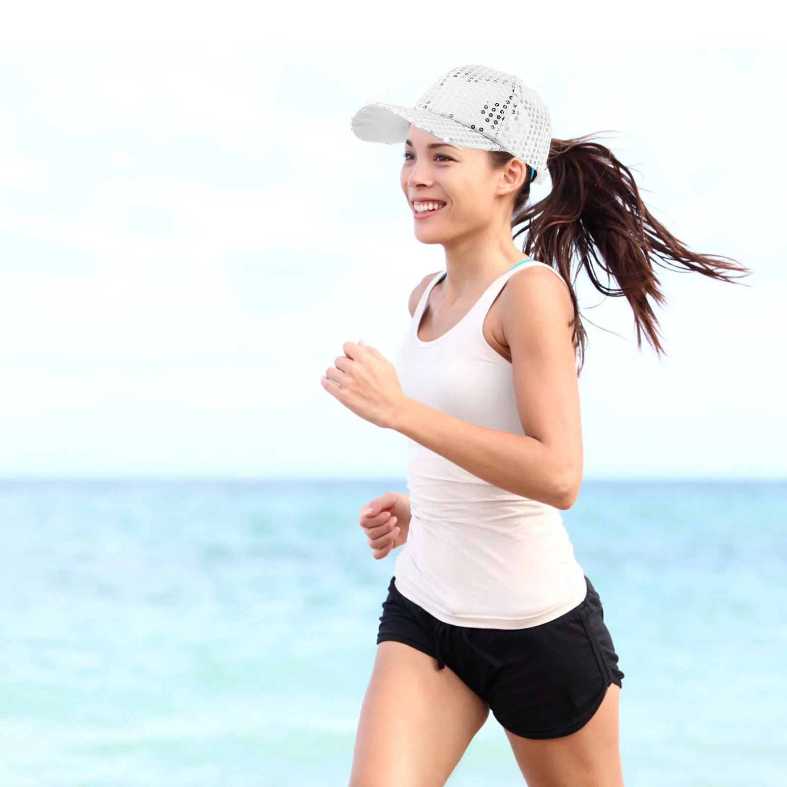 

Sequin Baseball Shiny Tropical Hat Women Sun Visor Breathable Sports Caps Novelty Beach Baseball Cap Novelty Unisex Fashion