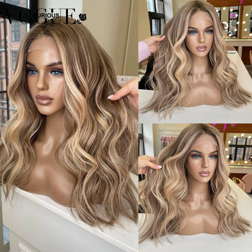 13x4 13x6 podkreślają brązowe, popielne blond peruki dla kobiet brazylijskie dziewicze włosy luźne peruka Body Wave wstępnie zrywane włosy