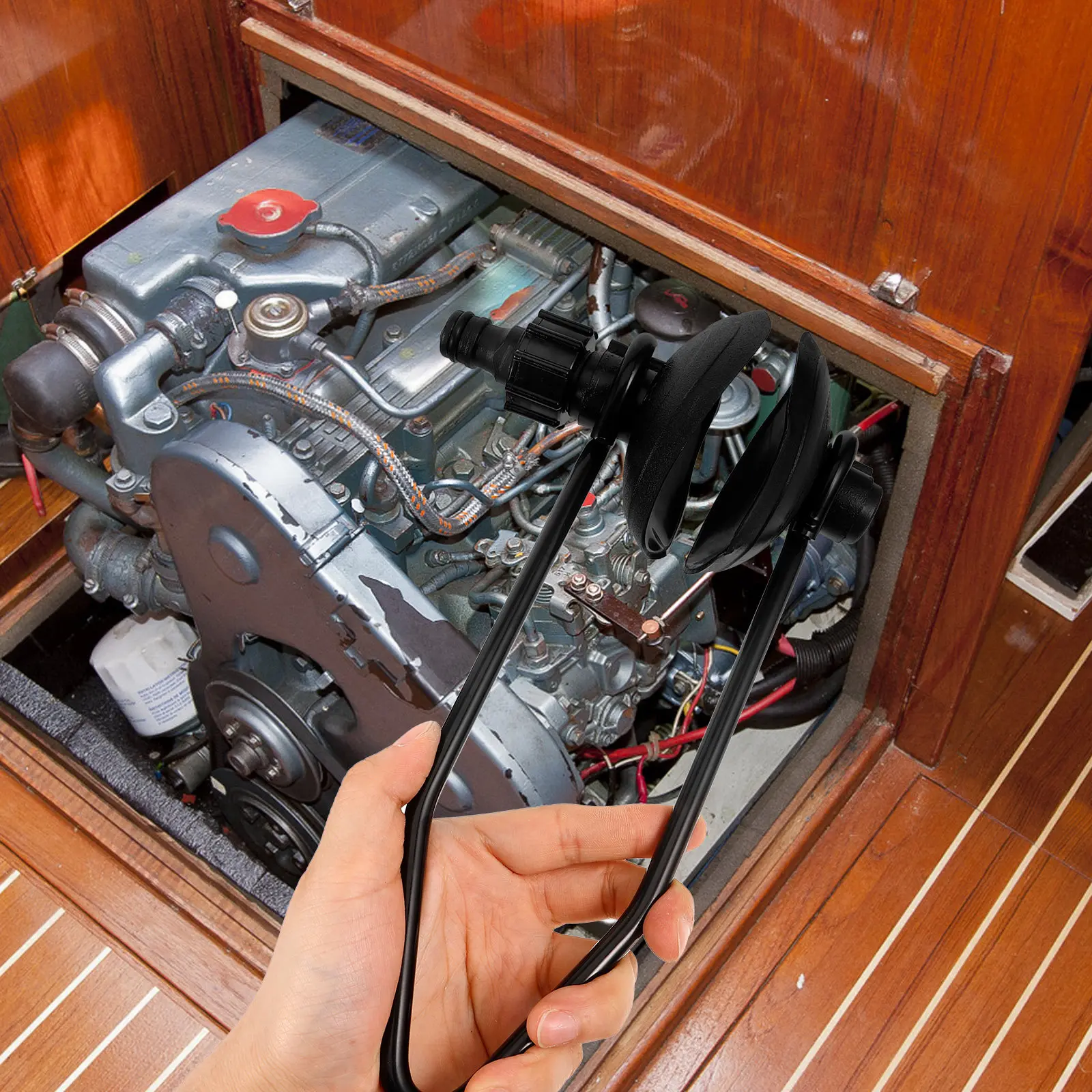 Boat Motor Muffs Outboard Engine Flusher Yacht Motor Cleaner Marine Water Flusher Tool Round Tube Design Easy Installation