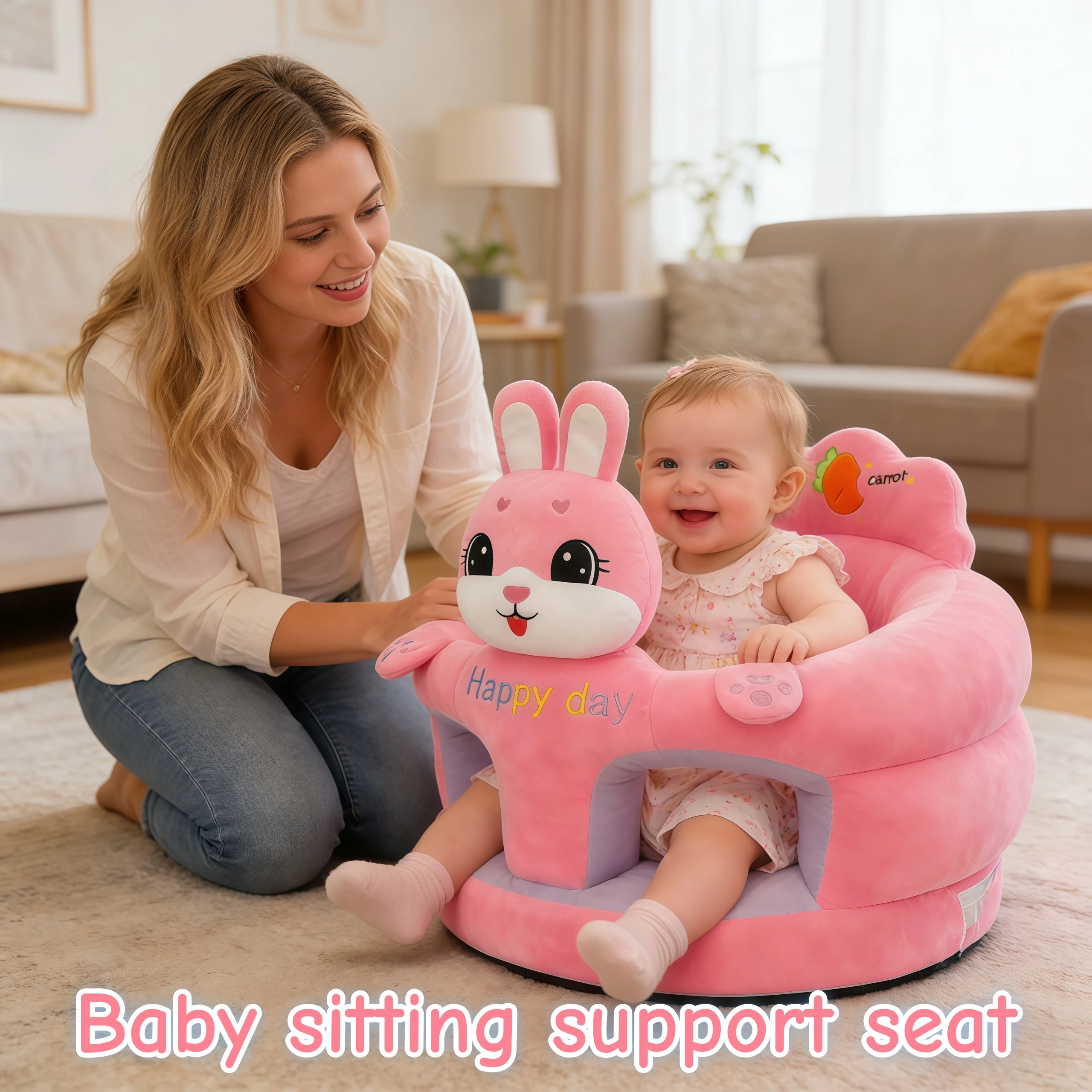 Baby Toddler Back Support Sofa For Sitting Up, Baby Sitting Support, Baby Seats For Sitting Up, Baby Sofa Chair For Infants, Support For Baby Sitting, Plush Sit Me Up Floor Seat, Soft Seat For Learning To Sit, Feed, Camping, Birthday Christmas Gift view 7