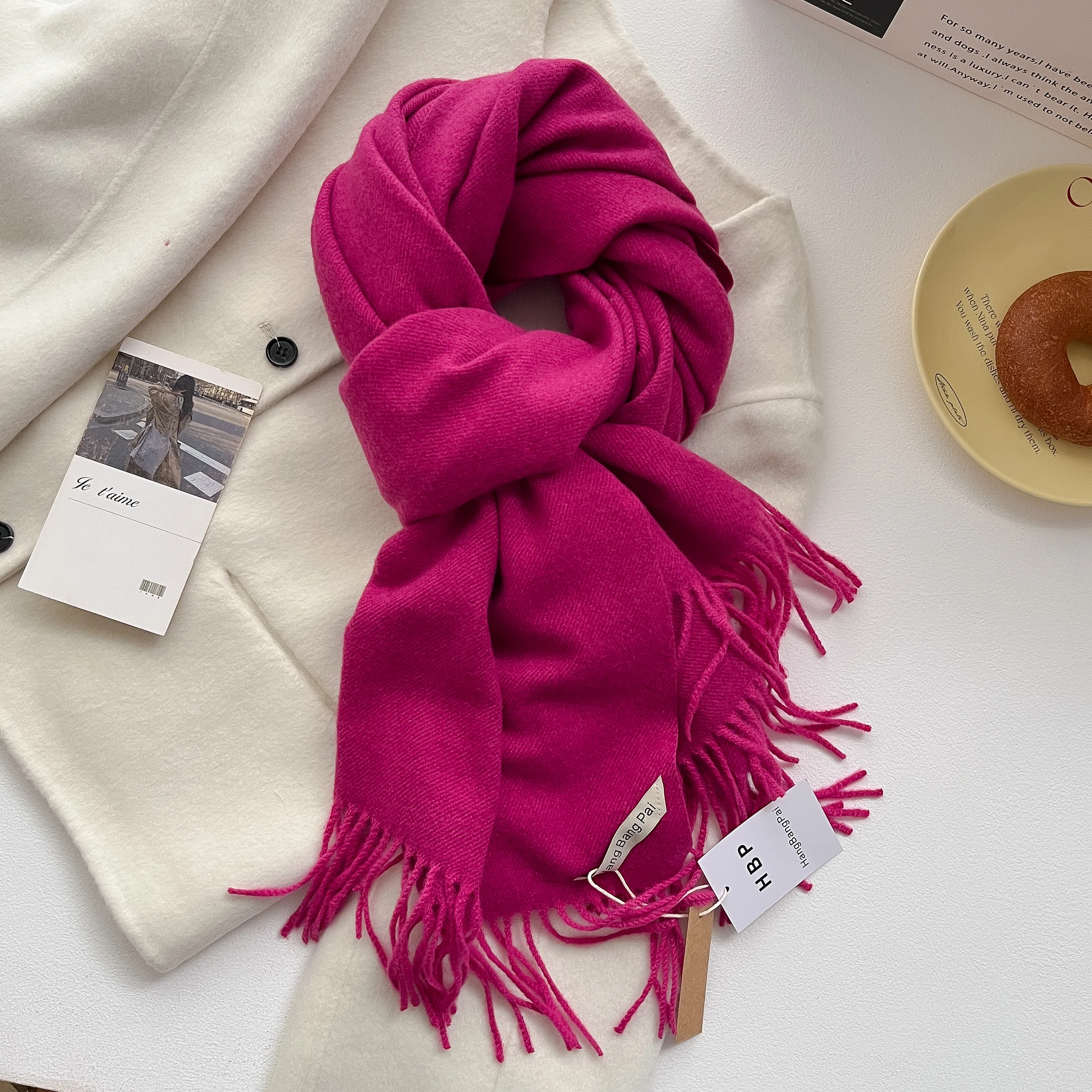 2023 neue Winter Wolle Schal Für Frauen Lange Warme Kaschmir Schals Hijab Solide Dame Schal Wrap Weibliche Pashmina Bandana Kopf schals – Detail 26